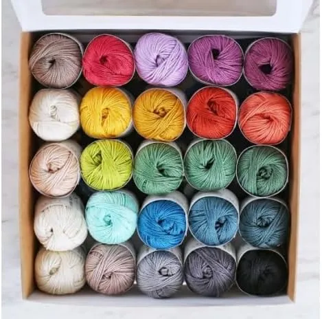 25 Skein (SMC) Catania Originals - Schachenmayr 100% Mercerized Cotton Yarn 17,63 Oz (20gx25 Skein) / 1375 Yrds (1250 m) Amigurumi Yarn Fine-Sport 2 (Box 3 - Fresh Box)