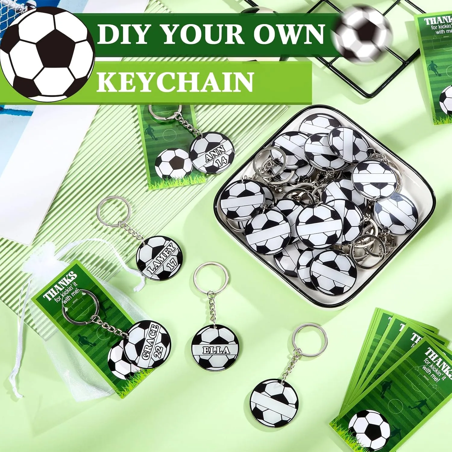 30 Sets Sport Team Party Favors Acrylic DIY Name Keychains Soccer Softball Baseball Keychain Gift for Birthday Party Reward