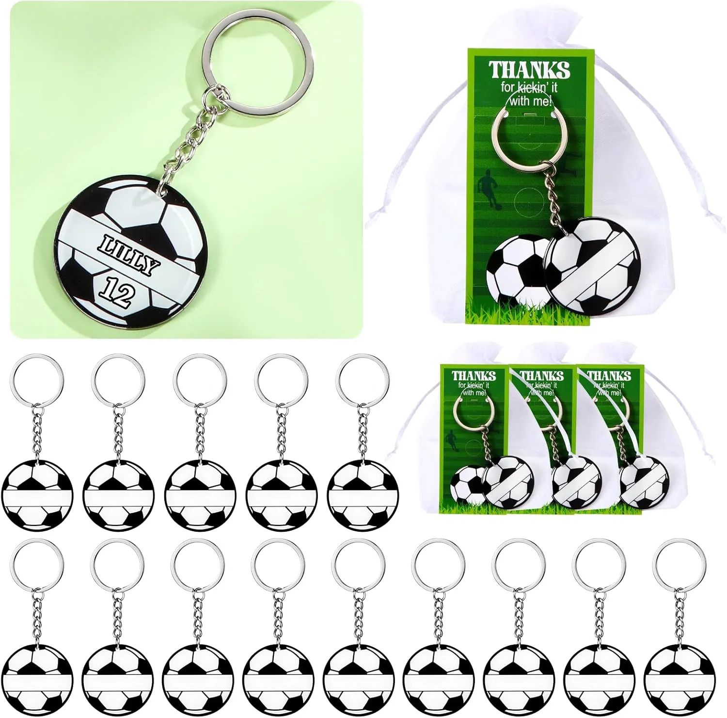 30 Sets Sport Team Party Favors Acrylic DIY Name Keychains Soccer Softball Baseball Keychain Gift for Birthday Party Reward