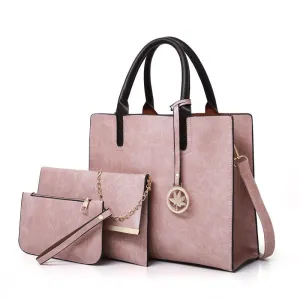 3PCS Courteous 2019 Bag Handbag Solid Ladies Women Satisfied clients Messenger Leather Set Bags Bag Bag For PU Women's Color Shoulder Wallet Fashion