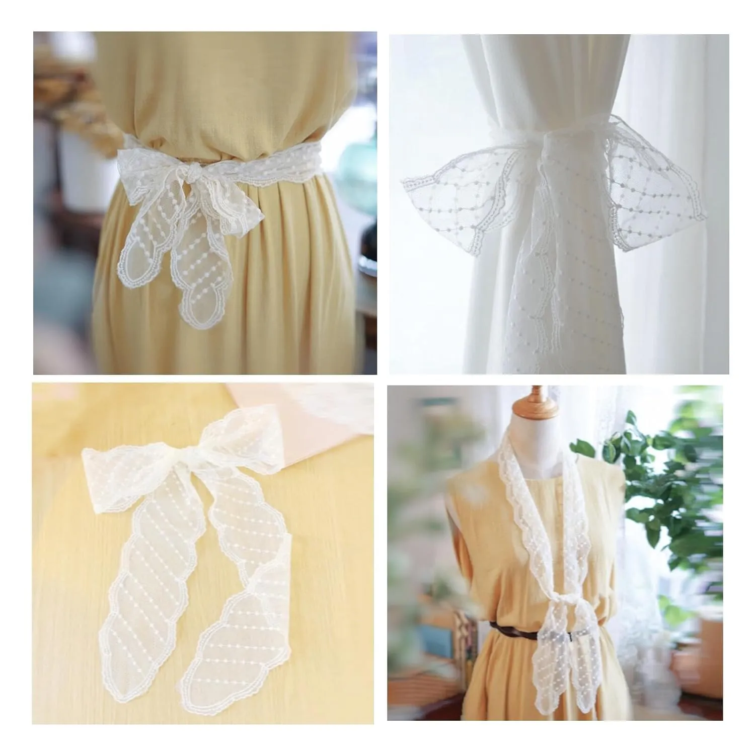 3pcs Lace Headscarf Hair Scarf, Neckscarf Handbag Handle Wrap Ribbon Scarf Neckerchief