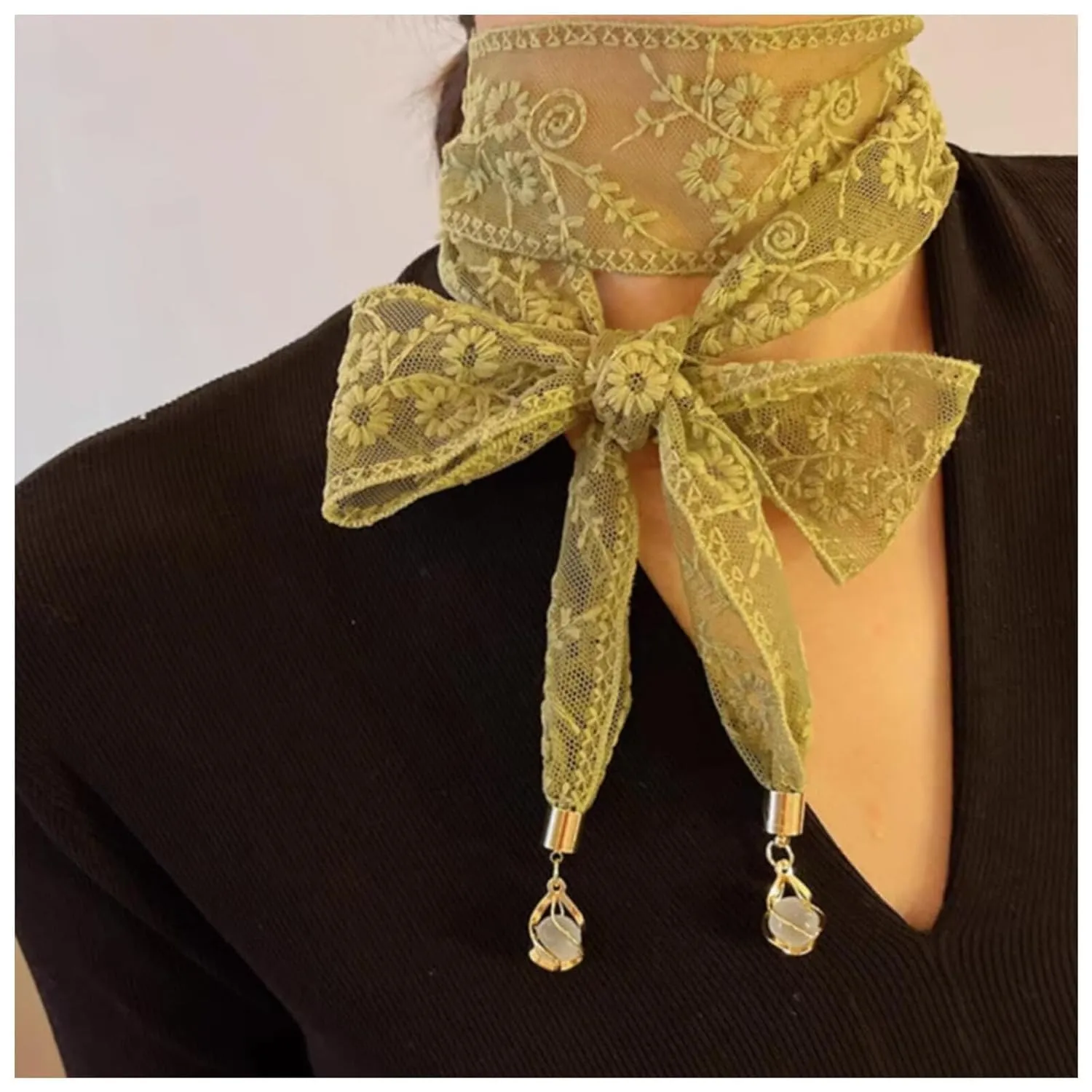 3pcs Lace Headscarf Hair Scarf, Neckscarf Handbag Handle Wrap Ribbon Scarf Neckerchief