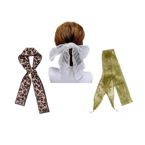 3pcs Lace Headscarf Hair Scarf, Neckscarf Handbag Handle Wrap Ribbon Scarf Neckerchief