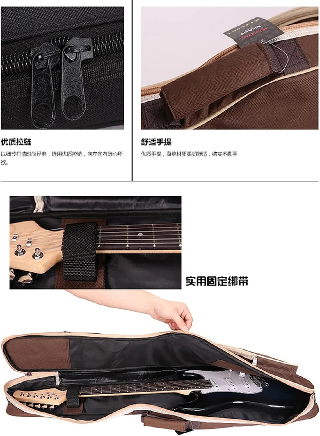 44 in Electric Guitar Bag, 45 in Electric Bass Case, Waterproof Oxford Cloth Guitar Bag, Adjustable Dual Shoulder Straps (Electric Bass Case-Black)