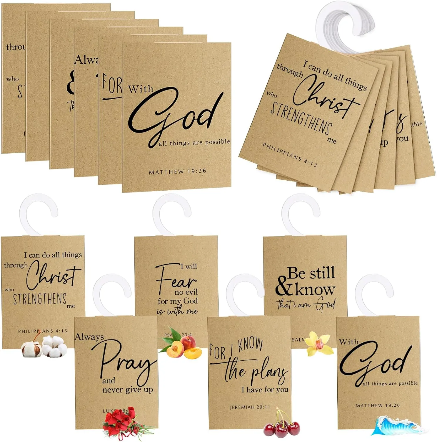 48 Packs Employees Appreciation Christian Gift Bulk Scented Sachets for Drawer and Closet with Organza Bag Bible Verse Fragrance Packets Air Freshener Bag Church Favors for Nurse, 6 Scents