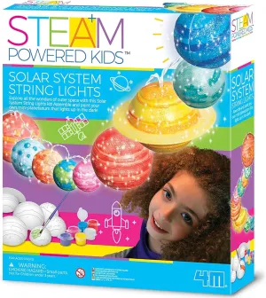4M: STEAM Powered Kids: Solar System String Lights - Assemble & Paint Your Mini-Planetarium, LED Lights, DIY Outer Space Art & Craft Kit, Kids Ages 5 