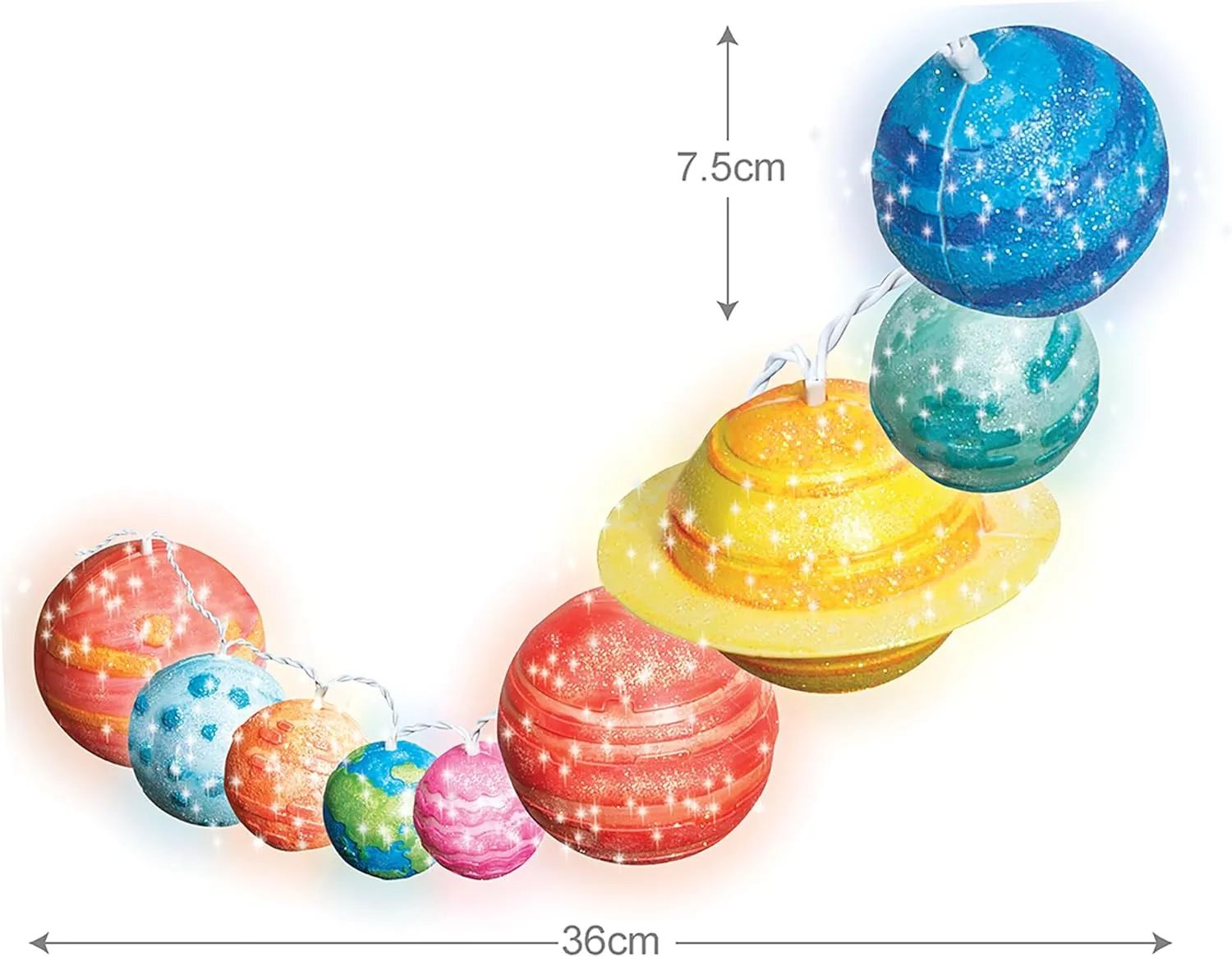 4M: STEAM Powered Kids: Solar System String Lights - Assemble & Paint Your Mini-Planetarium, LED Lights, DIY Outer Space Art & Craft Kit, Kids Ages 5 