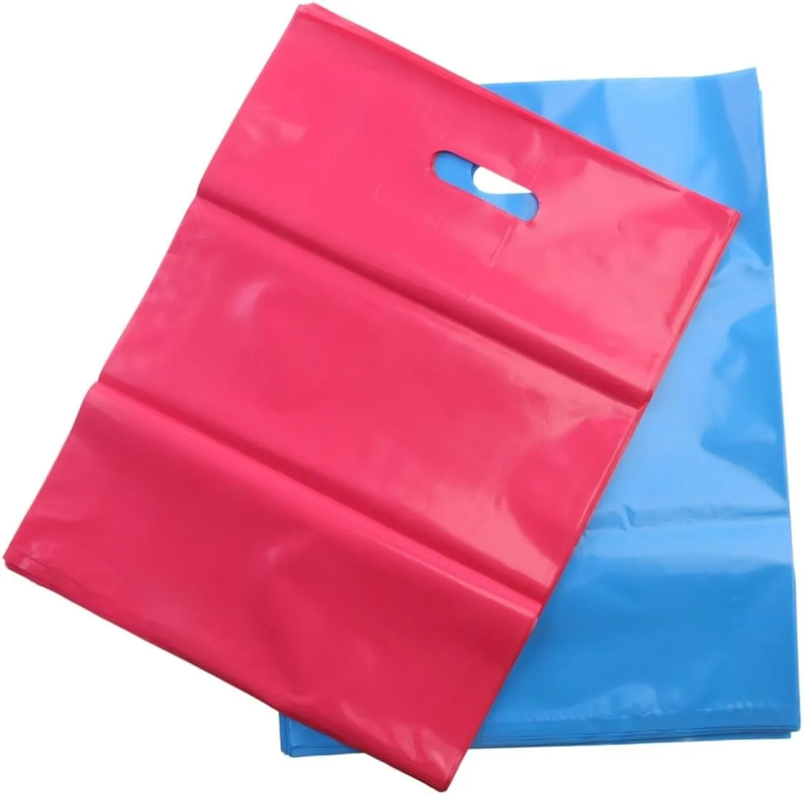 50pcs Plastic present Bags with Handles Retail Shopping Merchandise Bags for Parties Return and Trade Shows