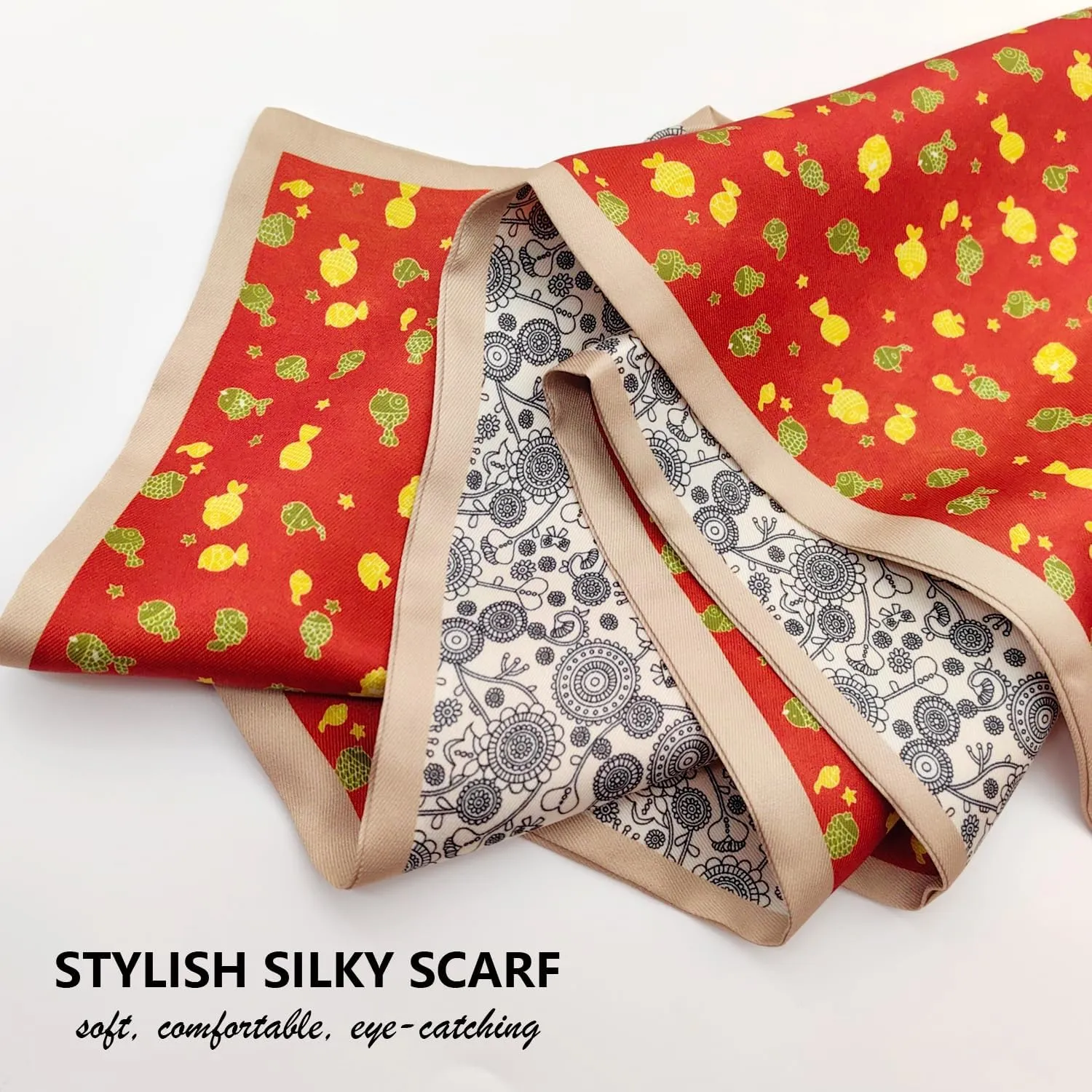 59" Long Silk Like Scarf Fashion Hair Head Scarf for Women Satin Head Hair Handbag Scarf Belt Purse Accessories…