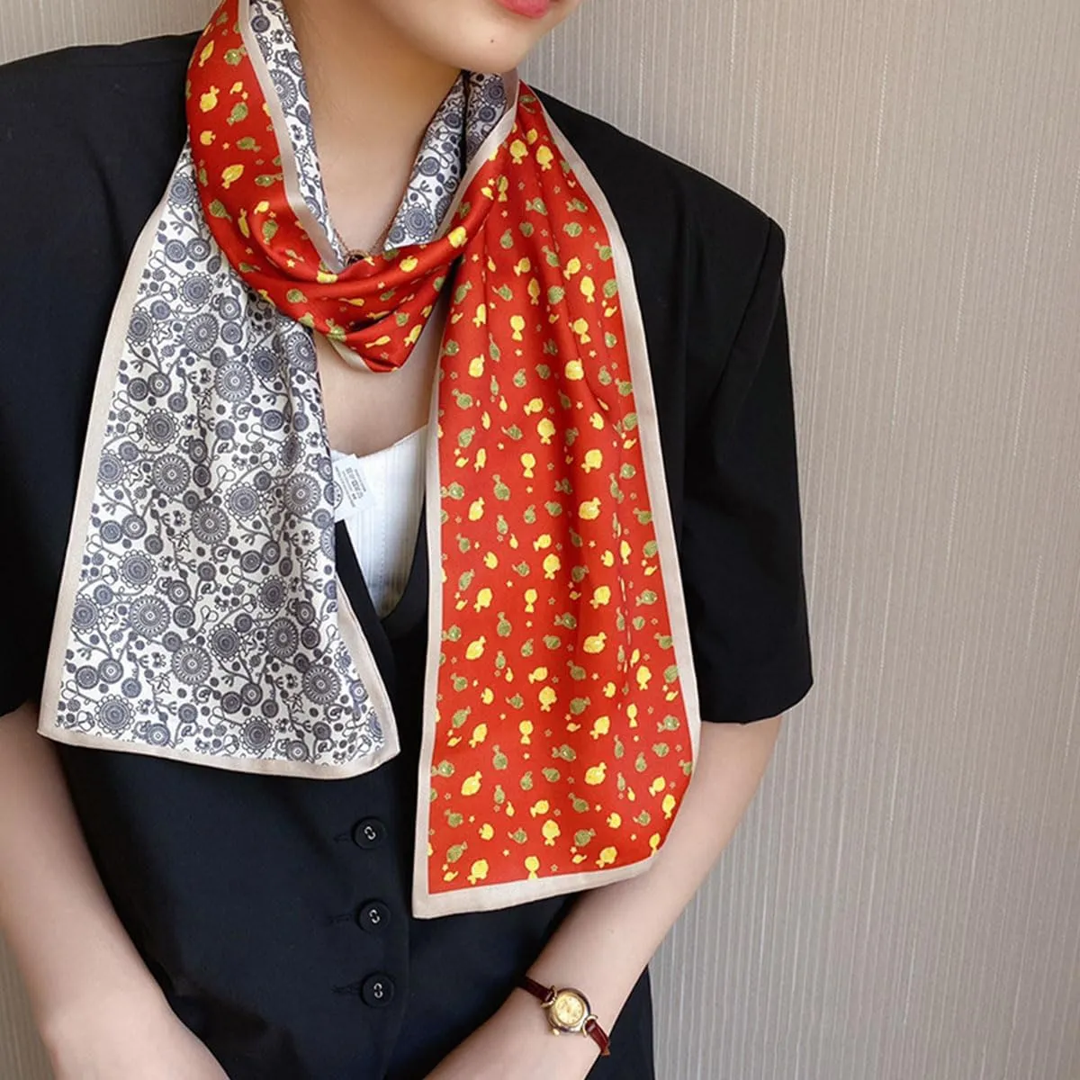 59" Long Silk Like Scarf Fashion Hair Head Scarf for Women Satin Head Hair Handbag Scarf Belt Purse Accessories…