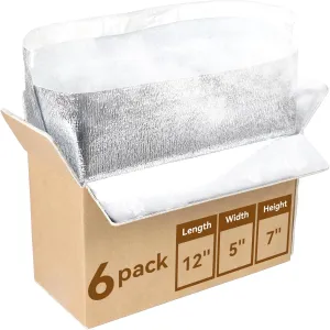 6 Pack 12x5x7 Inch Insulated Shipping Box with Aluminum Foil Liner, Cold Shipping Boxes with Aluminum Foil Insulated Bag, Insulated Boxes for Cold Shipping, Frozen Food