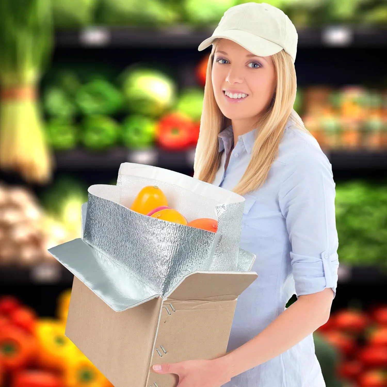 6 Pack 12x5x7 Inch Insulated Shipping Box with Aluminum Foil Liner, Cold Shipping Boxes with Aluminum Foil Insulated Bag, Insulated Boxes for Cold Shipping, Frozen Food