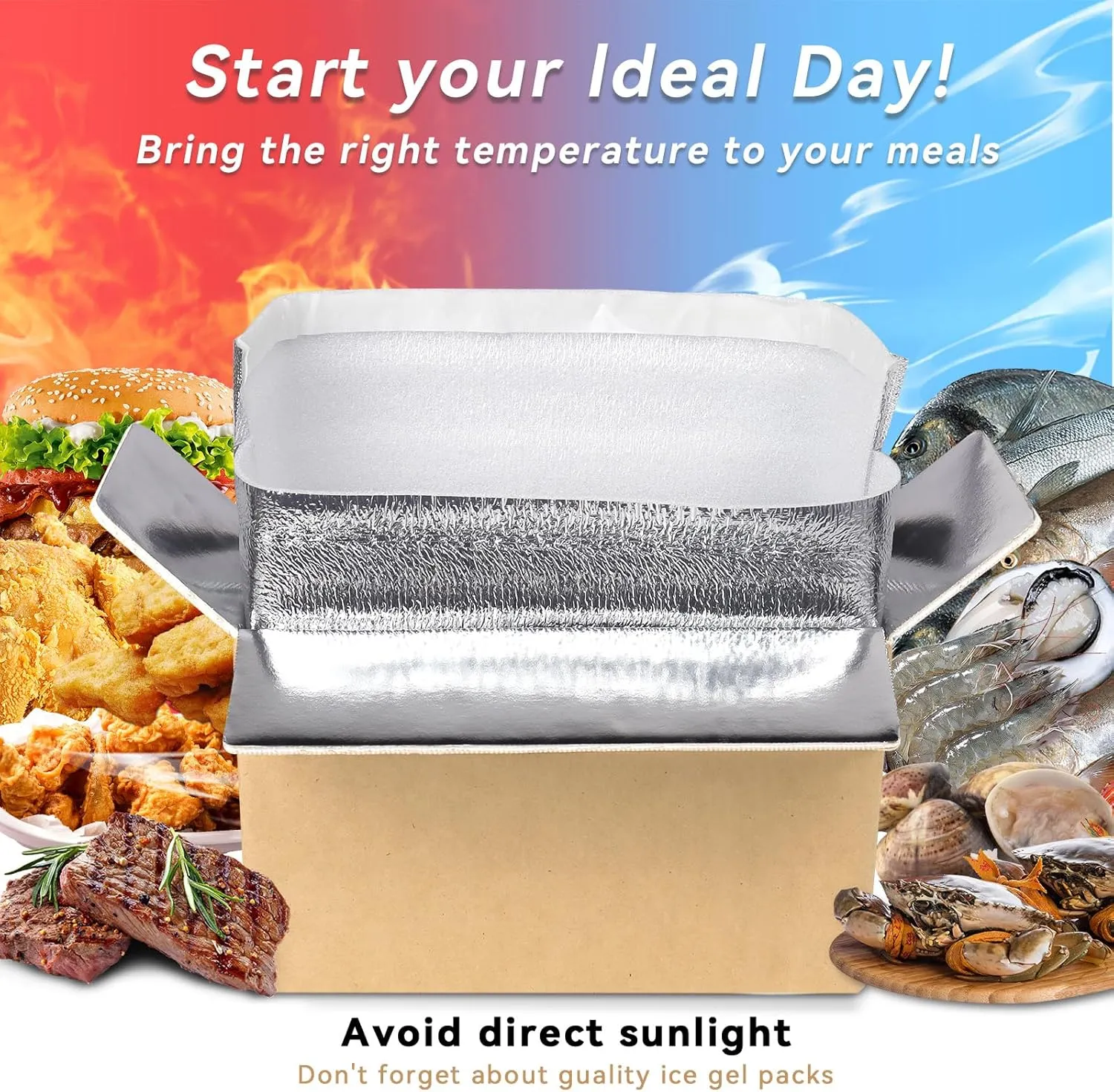 6 Pack 12x5x7 Inch Insulated Shipping Box with Aluminum Foil Liner, Cold Shipping Boxes with Aluminum Foil Insulated Bag, Insulated Boxes for Cold Shipping, Frozen Food