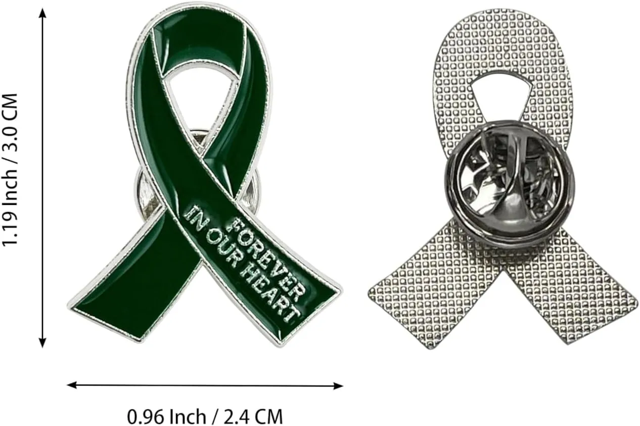 60 Set Funeral Ribbon Pins Memorial Pin Forever in Our Hearts Lapel Pin Remembrance Brooch with Prayer Cards & Organza Bags