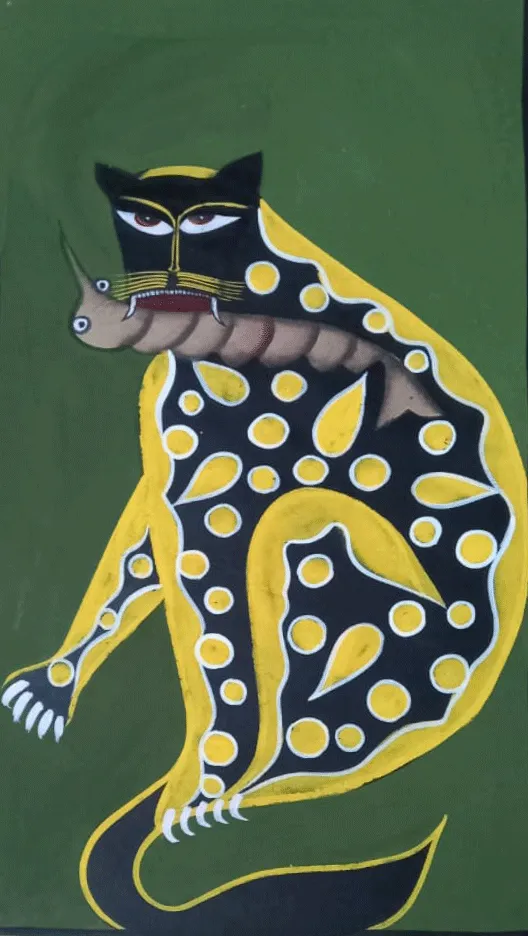A Cat in Kalighat by Uttam Chitrakar