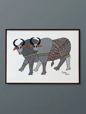 A Serenade of Colors and Monochromatic Contrasts Gond Painting by Kailash Pradhan