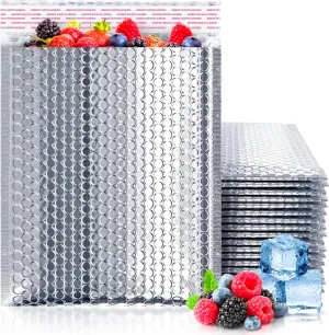 ABC PACK & SUPPLY Thermal Bubble Mailer, 11 x 15 Inches. Pack of 10 Metallic Bubble Mailers. Foil Insulated Mailers for Cold Shipping. Padded Envelopes Waterproof. Cold Insulated Shipping Bags