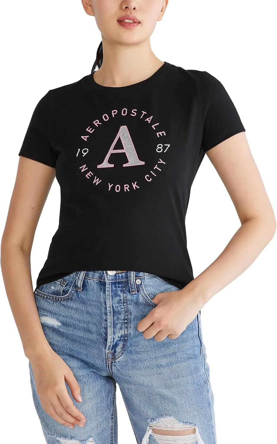 AEROPOSTALE Women's Circle Short Sleeve Graphic Tee