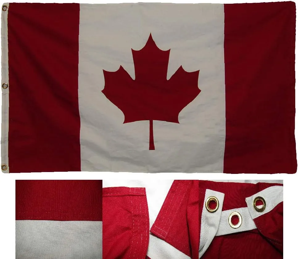 AES 5x9.5 ft Embroidered Canada Country 100% Cotton Premium Quality Casket Flag