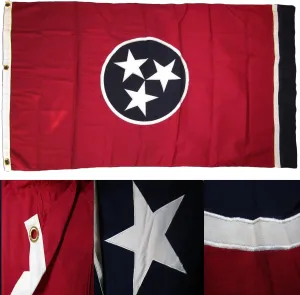 AES 5x9.5 ft Embroidered Sewn State of Tennessee TN United States USA Cotton Casket Burial Flag Fade Resistant Double Stitched Premium Penant House Banner Grommets