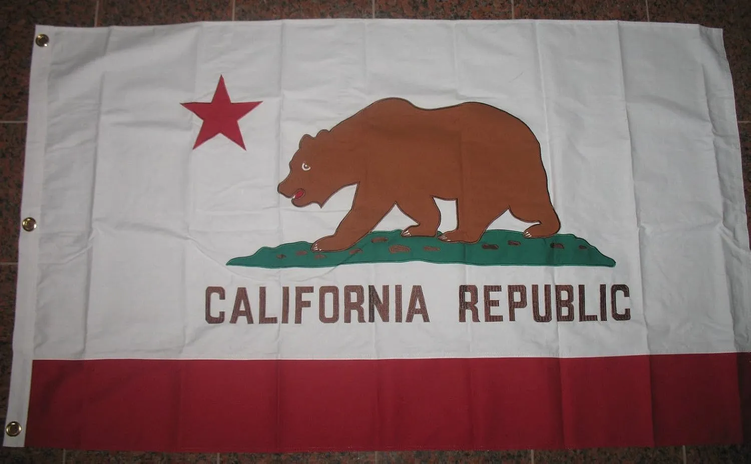 AES California State Cotton Flag 3'x5' Embroidered Sewn Banner