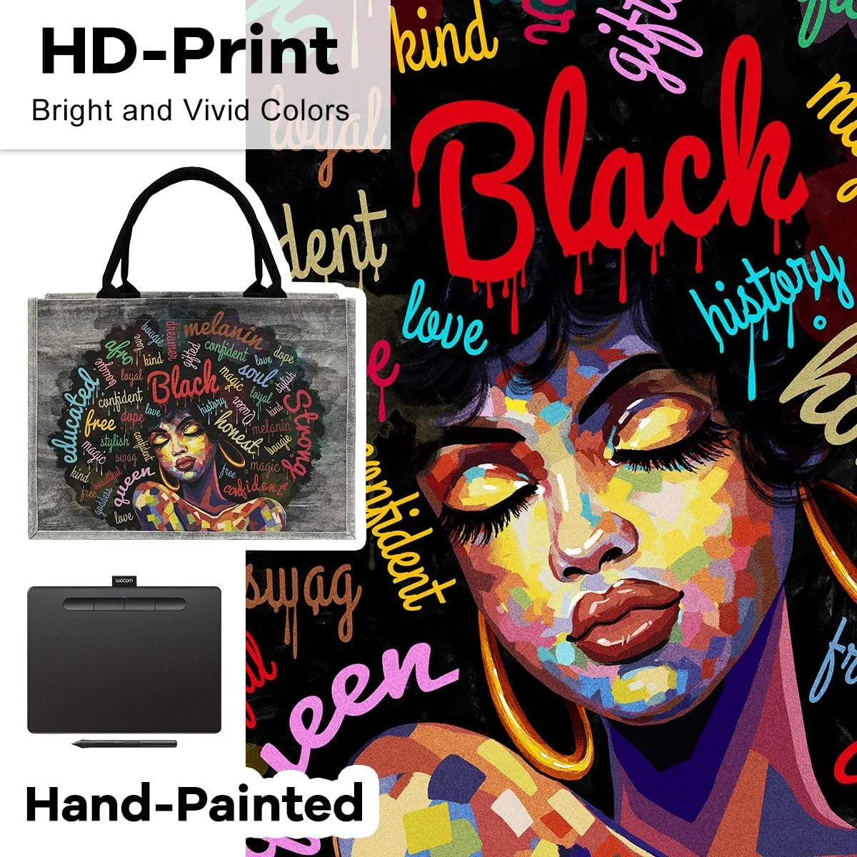African American Tote Bags For Women Black Art Shoulder Bags Black Women Handbag For Work Beach Travel Gym