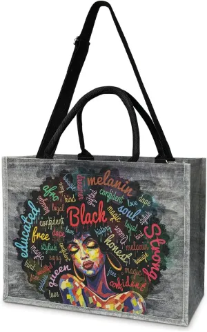 African American Tote Bags For Women Black Art Shoulder Bags Black Women Handbag For Work Beach Travel Gym