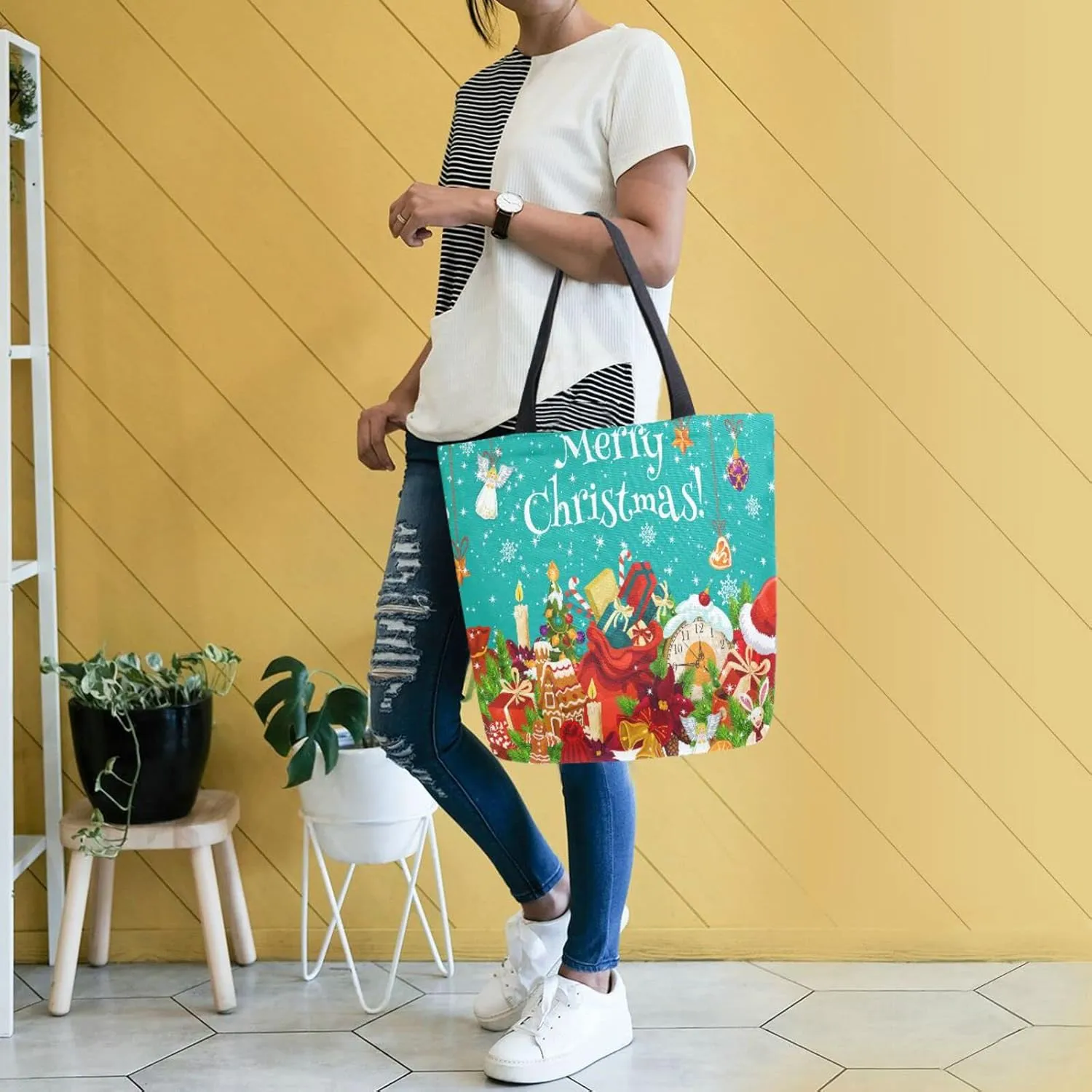 ALAZA Canvas Tote Bag Large Women Casual Shoulder Bag Handbag For Outdoors Holiday Weekender Travel