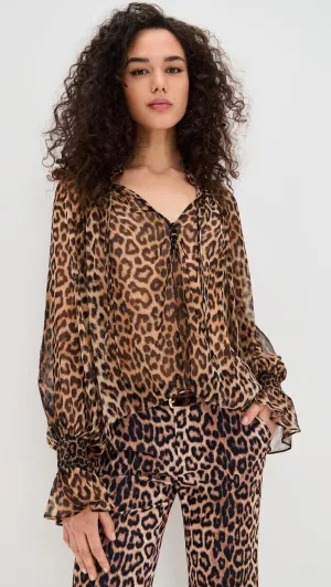 alice   olivia Women's Norah Tie Sleeve Peasant Blouse