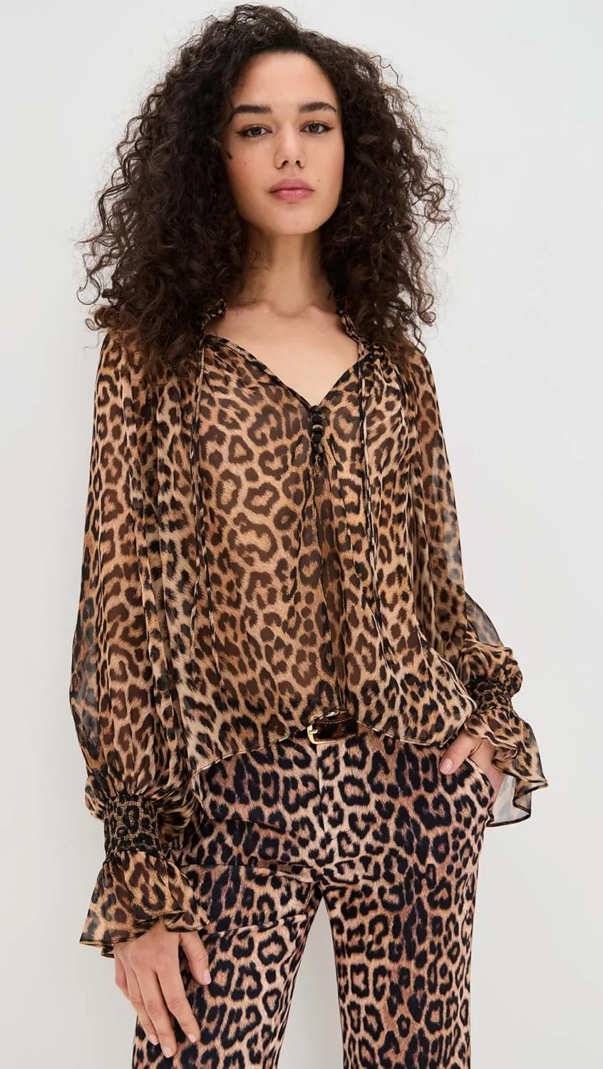 alice   olivia Women's Norah Tie Sleeve Peasant Blouse