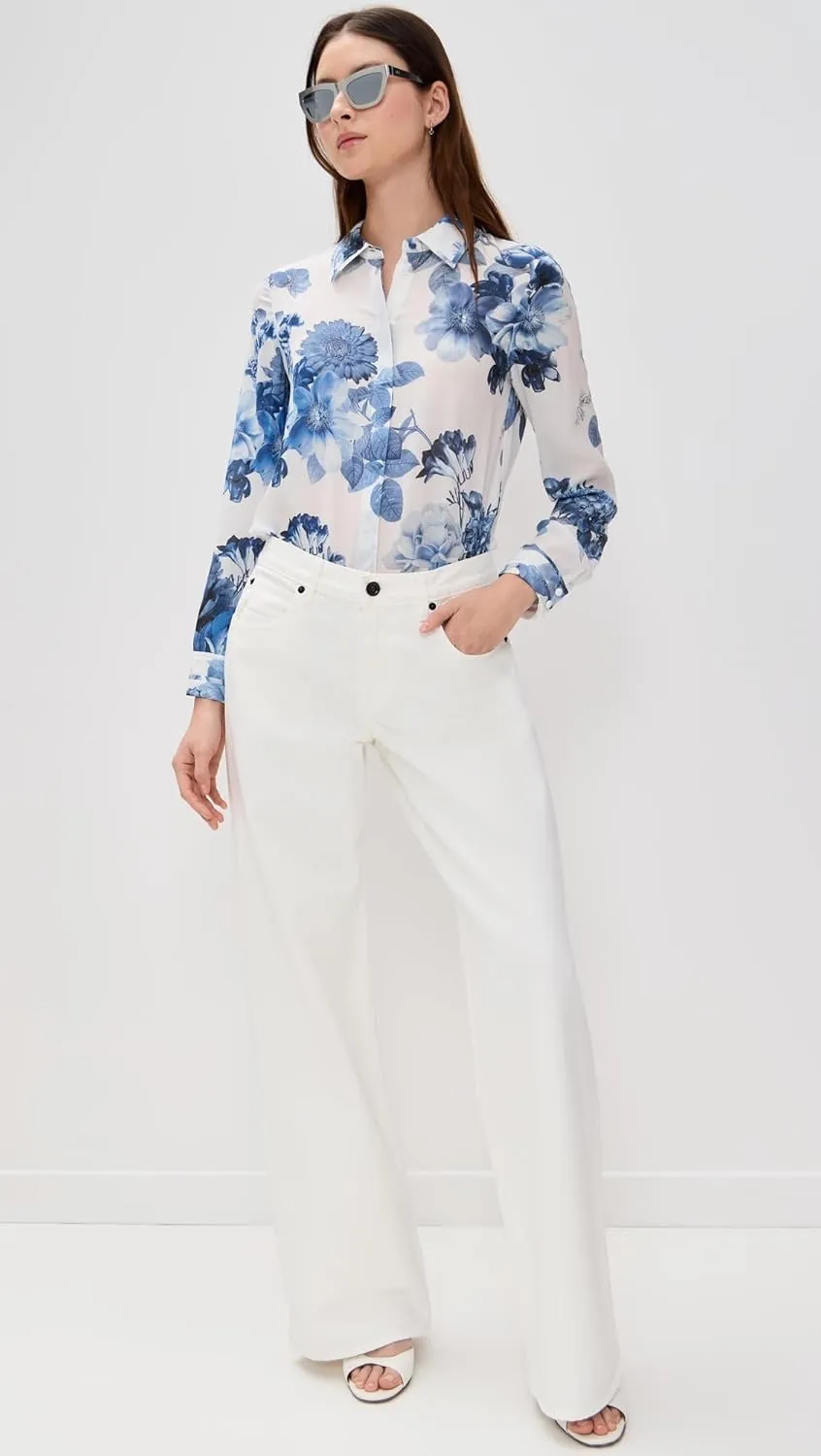 alice   olivia Women's Willa Relaxed Placket Top