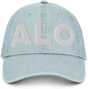 ALO Airport Hat (Embroidered Denim Cap) Flying to Waterloo Airport Gift