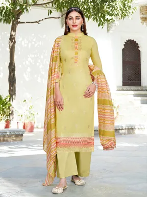 Alok Karachi Green Unstitched Cotton Salwar Suits Dress Material