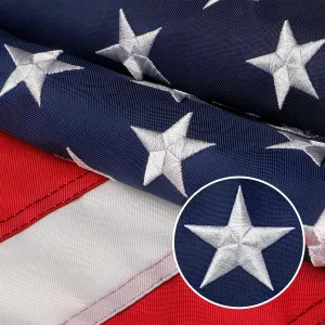 American Flag 5x8 Outdoor, 210D 5x8 Flags Outside, Heavy Duty Spun Polyester USA Flag, All Weather US Flags with Embroidered Stars Sewn Stripes Brass Grommets, Vivid Color for Outdoor Indoor (5 by 8 Foot)