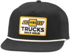 AMERICAN NEEDLE Chevrolet Trucks Wyatt Adjustable Snapback Trucker Baseball Hat (23014A-CHEVY-BLK) Black