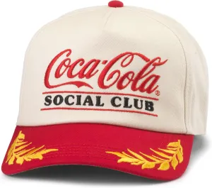 AMERICAN NEEDLE Officially Licensed Coca-Cola Hat, Coke Club Captain Cap, Adjustable Snapback, Authentic, New Ivory/Red