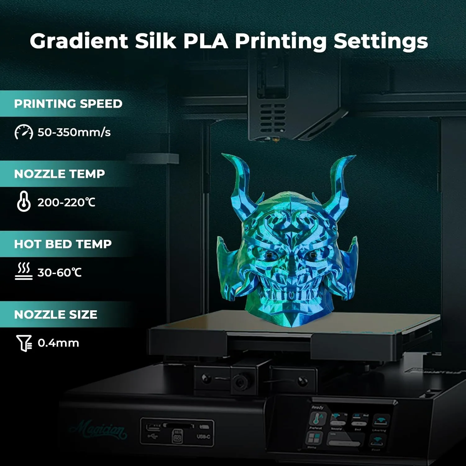 AMOLEN 3D Printer Filament Bundle, PLA Filament 1.75mm, Dual Color Filament, Silk Red Gold, Silk Blue Green, 4 Spools 200g Each
