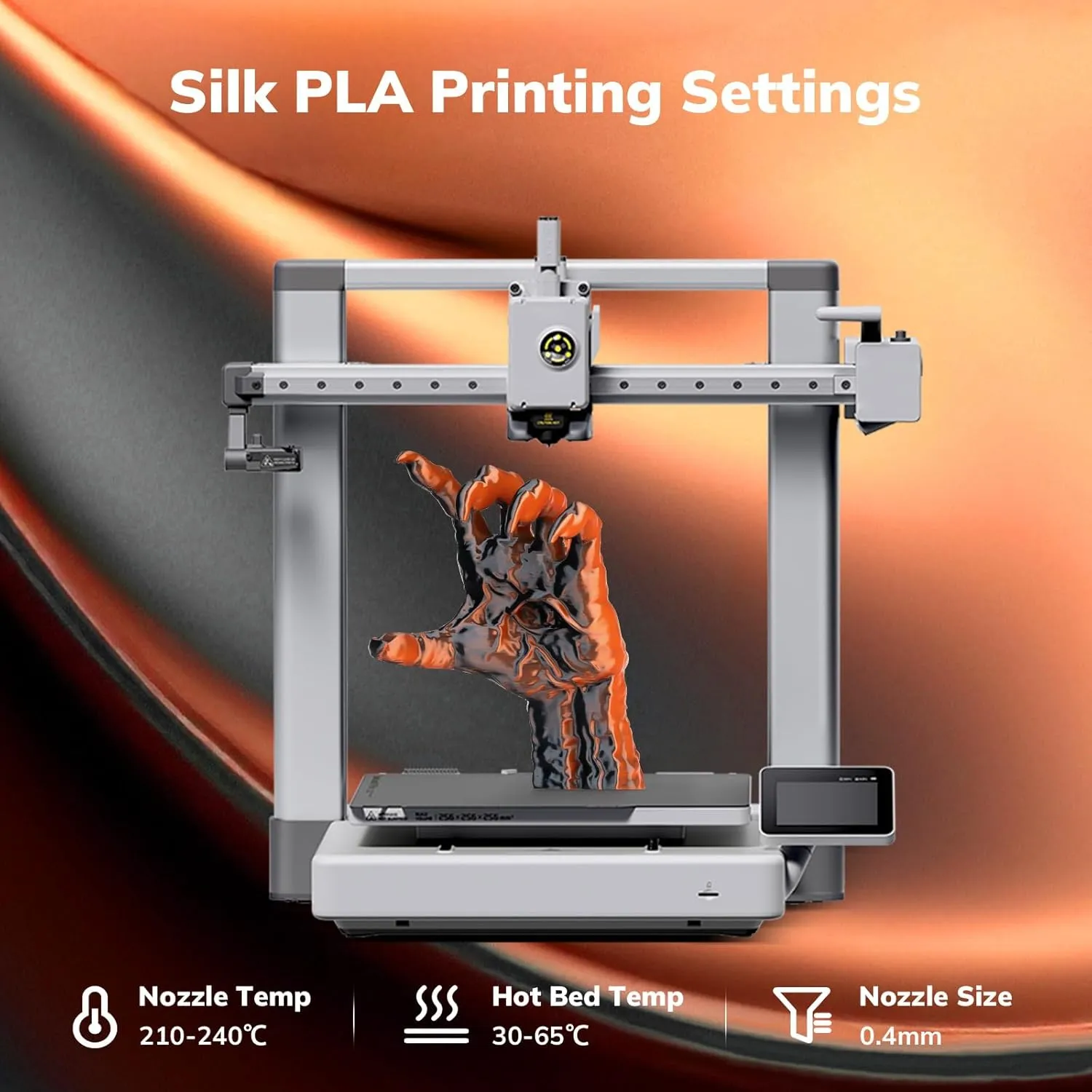 AMOLEN Silk PLA 3D Printer Filament, Dual Color Black Orange PLA 1.75mm, Shiny Color Change Filament 3D Printing PLA Filament for Most FDM 3D Printer, 1kg Spool(2.2lbs)