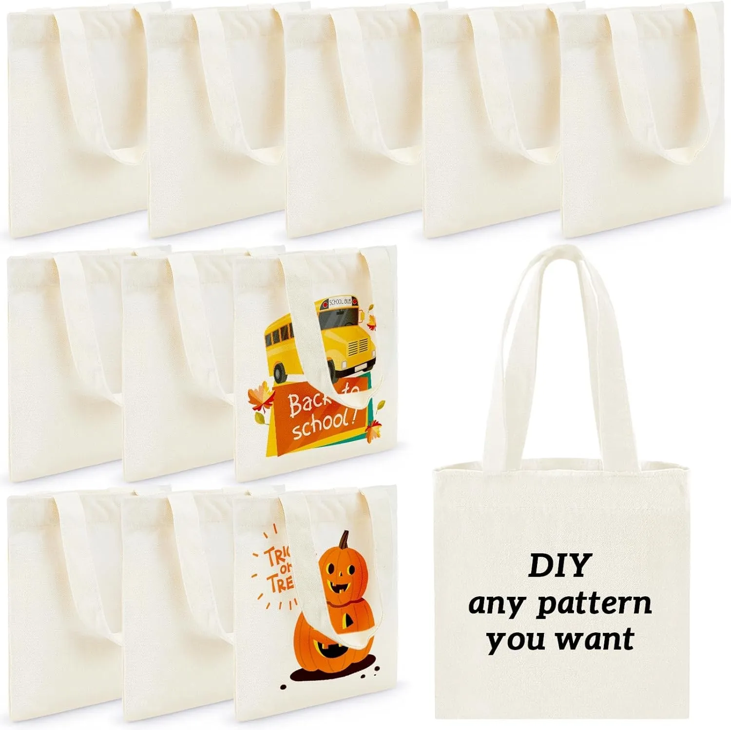 Amylove 150 Pcs Mini Tote Bag Sublimation Blank Canvas Tote Bags Reusable Grocery Luggage DIY Sack Goody for Party Even (10 x 10 Inch,Natural Color)