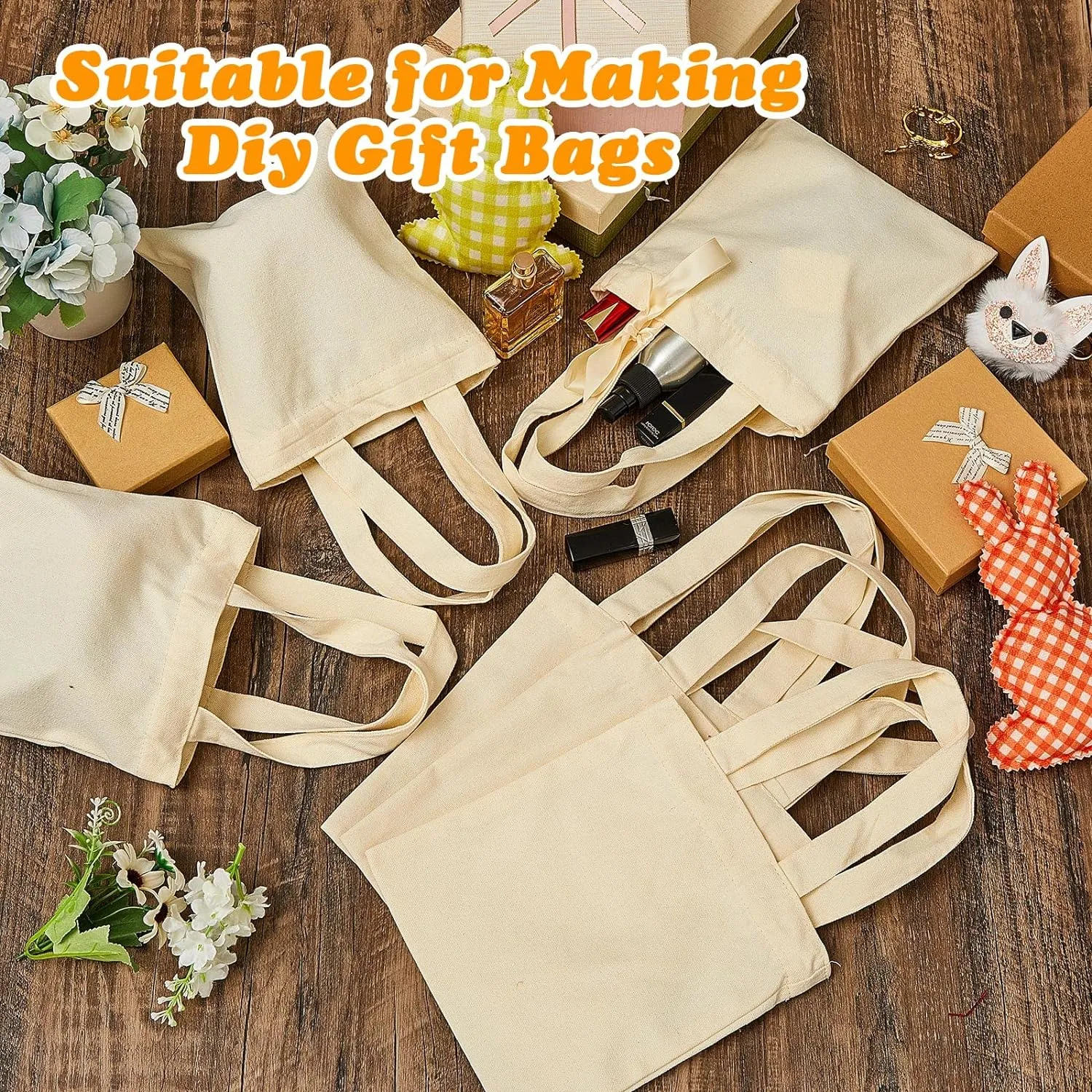 Amylove 150 Pcs Mini Tote Bag Sublimation Blank Canvas Tote Bags Reusable Grocery Luggage DIY Sack Goody for Party Even (10 x 10 Inch,Natural Color)