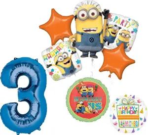 Anagram Descpicable Me Minions 3rd Birthday Party Supplies 8 pc Balloon Bouquet Decorations