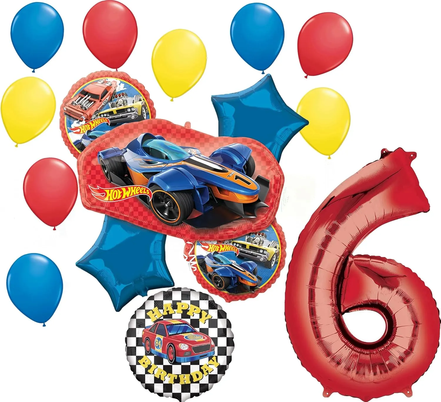 Anagram Hot Wheels Ultimate 6th Birthday Party Balloon Bouquet Decorations, BQ_4256