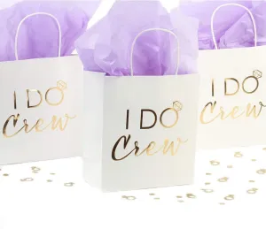 Andaz Press I Do Crew Gift Bags, Real Gold Foil In Bulk Set Of 12 Pack, Wedding Party DIY I Do Crew Bags With Handles, Team Bride Gift Bags, Bachelorette Party Ideas, Bridal Party