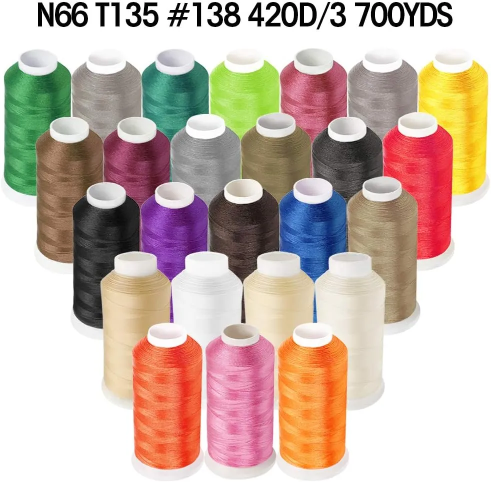 ANMINY Bonded Nylon N66 Sewing Thread 700 Yards Size #138 T135 420D/3 for Leather Denim Hand Machine Craft Shoe Bag Repairing Extra Strong Heavy Duty High Temperature Resistant Waterproof -Light Brown