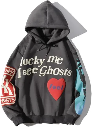 AONUOWE Unisex Hoodie Lucky Me I See Hoodie Hip Hop Sweatshirts Couple Pullover Tops