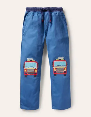 Appliqué Pull-on Trousers-Elizabethan Blue Fire Engine