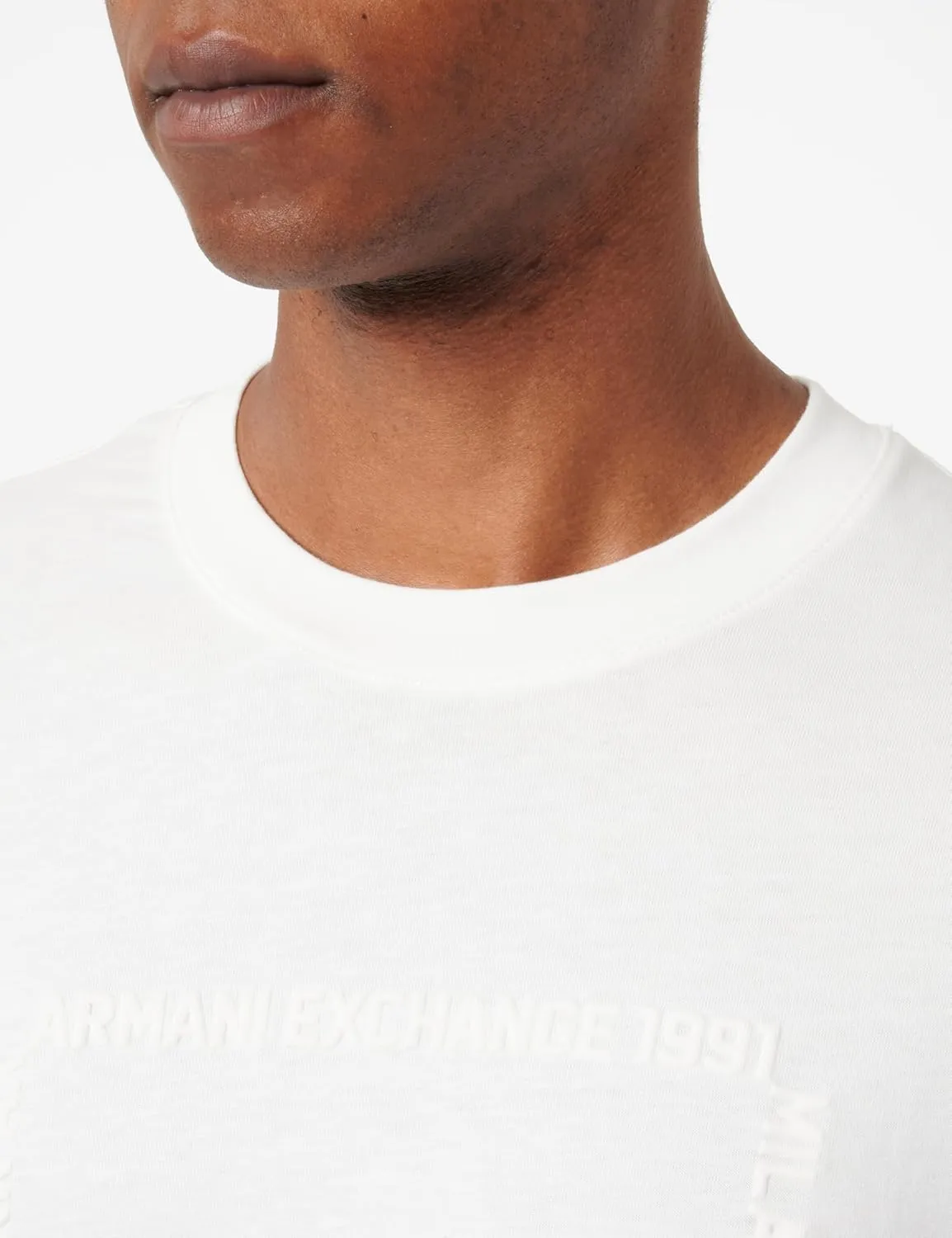 Armani Exchange Men's 1991 Milano/New York Text Creating Central Square on Regular Fit Tee