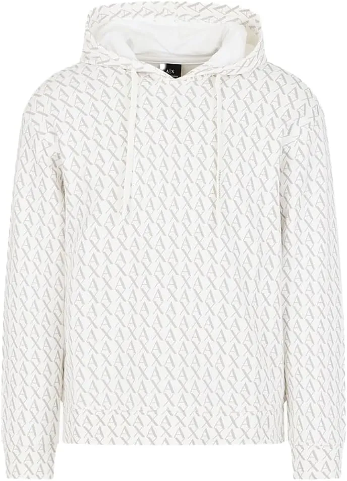 Armani Exchange Men's All Over Ax Print Cotton Hooded Sweatshirt