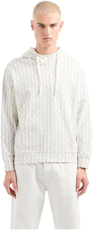 Armani Exchange Men's All Over Ax Print Cotton Hooded Sweatshirt