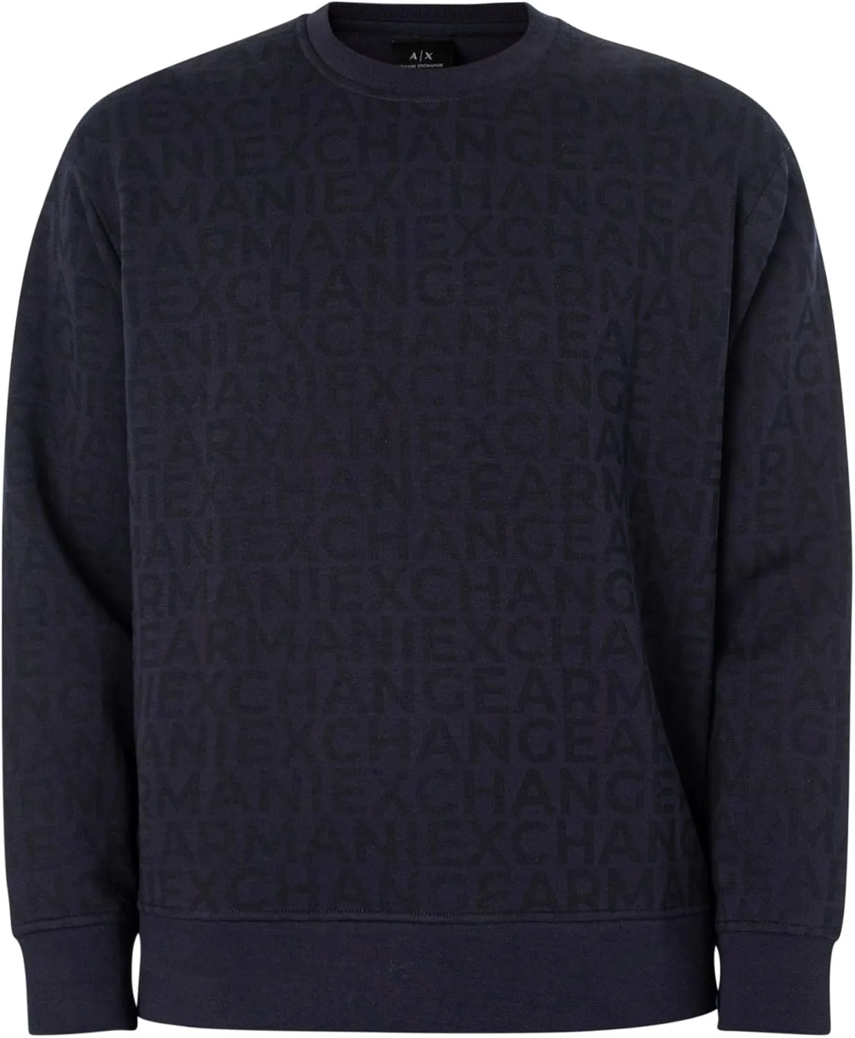 Armani Exchange Men's All Over Logo Stretch Bonded Cotton Crewneck Sweatshirt